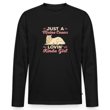 Maine Coon Chat - T-shirt manches longues Premium bio Homme - noir - Devant - Nico (187cm)