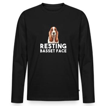 Cadeau Basset Hound - T-shirt manches longues Premium bio Homme - noir - Devant - Nico (187cm)