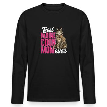 Maine Coon Chat - T-shirt manches longues Premium bio Homme - noir - Devant - Nico (187cm)