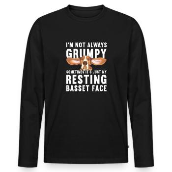 Cadeau Basset Hound - T-shirt manches longues Premium bio Homme - noir - Devant - Nico (187cm)