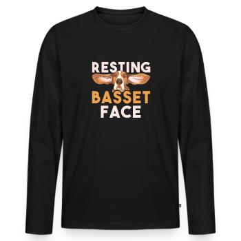 Cadeau Basset Hound - T-shirt manches longues Premium bio Homme - noir - Devant - Nico (187cm)