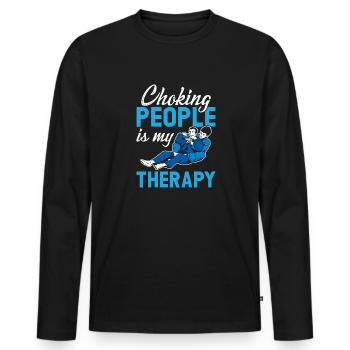 BJJ Brazilian Jiu-Jitsu - Men's Premium Organic Long Sleeve Shirt - black - Front - Nico (187cm)