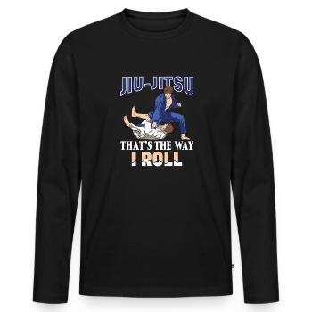 BJJ Brazilian Jiu-Jitsu - Men's Premium Organic Long Sleeve Shirt - black - Front - Nico (187cm)