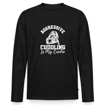 BJJ Brazilian Jiu-Jitsu - Men's Premium Organic Long Sleeve Shirt - black - Front - Nico (187cm)