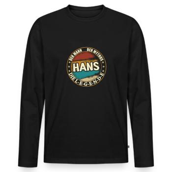 Hans Vorname Name Geburtstag - Männer Premium Bio Langarmshirt - Schwarz - Vorne - Nico (187cm)
