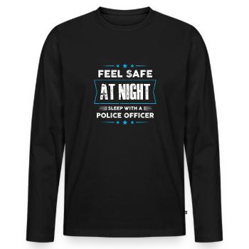 feel safe sleep with police Design - Männer Premium Bio Langarmshirt - Schwarz - Vorne - Nico (187cm)