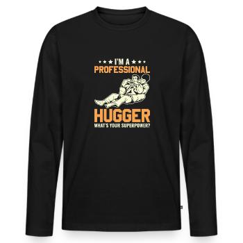 BJJ Brazilian Jiu-Jitsu - Men's Premium Organic Long Sleeve Shirt - black - Front - Nico (187cm)