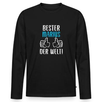 Marius Vorname Name Geburtstag - Männer Premium Bio Langarmshirt - Schwarz - Vorne - Nico (187cm)