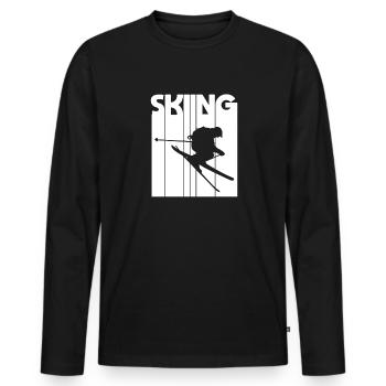 Skiing skier winter sports vintage winter sport - Männer Premium Bio Langarmshirt - Schwarz - Vorne - Nico (187cm)