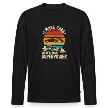Tow Truck i make cars disappear retro trucking - Männer Premium Bio Langarmshirt - Schwarz - Vorne - Nico (187cm)