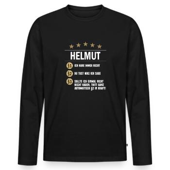 Helmut Habe immer Recht Namenstag - Männer Premium Bio Langarmshirt - Schwarz - Vorne - Nico (187cm)