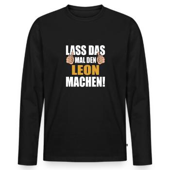 Lass das mal den Leon machen - Männer Premium Bio Langarmshirt - Schwarz - Vorne - Nico (187cm)