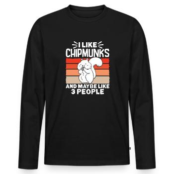 Cadeau de rongeur chipmunk - T-shirt manches longues Premium bio Homme - noir - Devant - Nico (187cm)