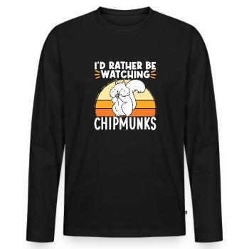 Cadeau de rongeur chipmunk - T-shirt manches longues Premium bio Homme - noir - Devant - Nico (187cm)