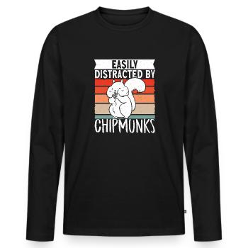 Cadeau de rongeur chipmunk - T-shirt manches longues Premium bio Homme - noir - Devant - Nico (187cm)