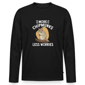 Cadeau de rongeur chipmunk - T-shirt manches longues Premium bio Homme - noir - Devant - Nico (187cm)