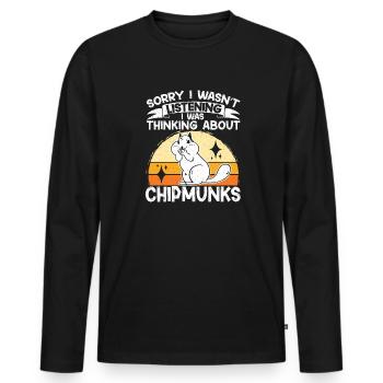 Cadeau de rongeur chipmunk - T-shirt manches longues Premium bio Homme - noir - Devant - Nico (187cm)