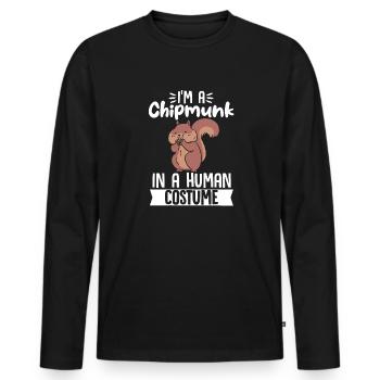 Cadeau de rongeur chipmunk - T-shirt manches longues Premium bio Homme - noir - Devant - Nico (187cm)
