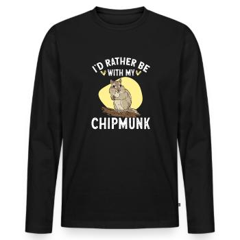Cadeau de rongeur chipmunk - T-shirt manches longues Premium bio Homme - noir - Devant - Nico (187cm)