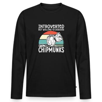 Cadeau de rongeur chipmunk - T-shirt manches longues Premium bio Homme - noir - Devant - Nico (187cm)