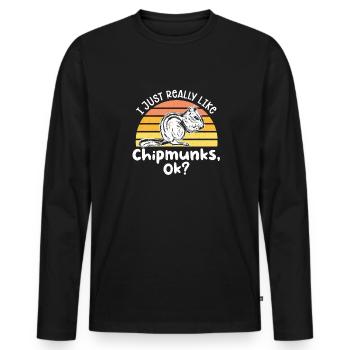 Cadeau de rongeur chipmunk - T-shirt manches longues Premium bio Homme - noir - Devant - Nico (187cm)