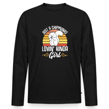 Cadeau de rongeur chipmunk - T-shirt manches longues Premium bio Homme - noir - Devant - Nico (187cm)