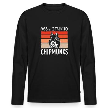 Cadeau de rongeur chipmunk - T-shirt manches longues Premium bio Homme - noir - Devant - Nico (187cm)