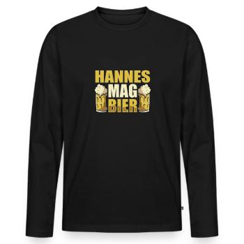 Hannes mag Bier Name Geburtstag - Männer Premium Bio Langarmshirt - Schwarz - Vorne - Nico (187cm)