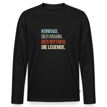 Konrad der Mann der Mythos die Legende - Männer Premium Bio Langarmshirt - Schwarz - Vorne - Nico (187cm)