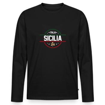 Sicily flag Sicily Palermo Italy - Men's Premium Organic Long Sleeve Shirt - black - Front - Nico (187cm)