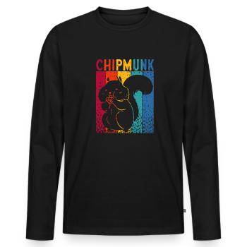 Cadeau de rongeur chipmunk - T-shirt manches longues Premium bio Homme - noir - Devant - Nico (187cm)