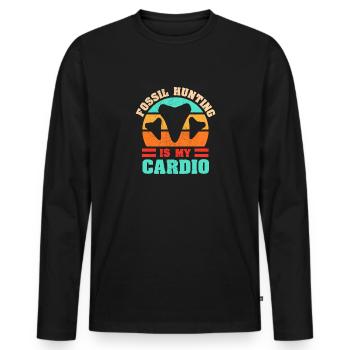 Megalodon Shark Tooth Fossil Collector Gift - Men's Premium Organic Long Sleeve Shirt - black - Front - Nico (187cm)
