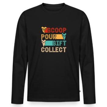 Megalodon Shark Tooth Fossil Collector Gift - Men's Premium Organic Long Sleeve Shirt - black - Front - Nico (187cm)
