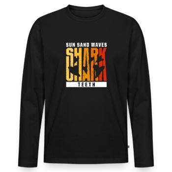 Megalodon Shark Tooth Fossil Collector Gift - Men's Premium Organic Long Sleeve Shirt - black - Front - Nico (187cm)