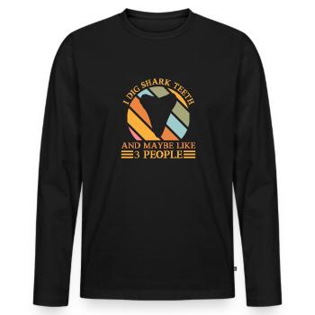 Megalodon Shark Tooth Fossil Collectible Gift - Men's Premium Organic Long Sleeve Shirt - black - Front - Nico (187cm)