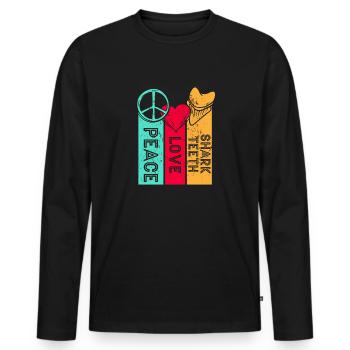 Megalodon Shark Tooth Fossil Collector Gift - Men's Premium Organic Long Sleeve Shirt - black - Front - Nico (187cm)