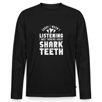 Megalodon Shark Tooth Fossil Collectible Gift - Men's Premium Organic Long Sleeve Shirt - black - Front - Nico (187cm)