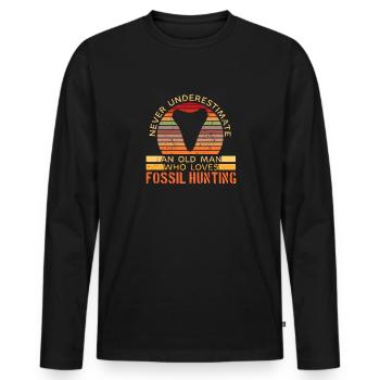 Megalodon Shark Tooth Fossil Collector Gift - Men's Premium Organic Long Sleeve Shirt - black - Front - Nico (187cm)