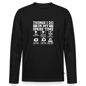 Megalodon Shark Tooth Fossil Collector Gift - Men's Premium Organic Long Sleeve Shirt - black - Front - Nico (187cm)