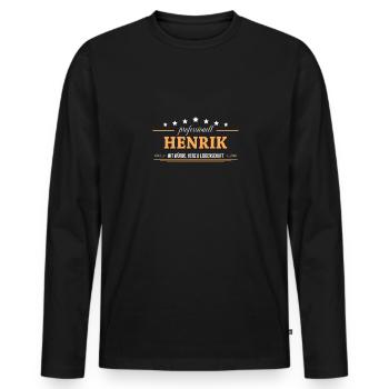 Professionell Henrik Name Vorname - Männer Premium Bio Langarmshirt - Schwarz - Vorne - Nico (187cm)