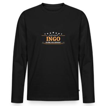 Professionell Ingo Name Vorname - Männer Premium Bio Langarmshirt - Schwarz - Vorne - Nico (187cm)