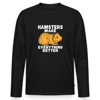 Hamster Cadeau Hamster Lovers - T-shirt manches longues Premium bio Homme - noir - Devant - Nico (187cm)