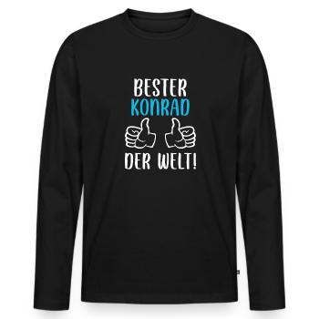 Konrad Vorname Name Geburtstag - Männer Premium Bio Langarmshirt - Schwarz - Vorne - Nico (187cm)