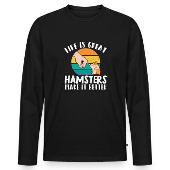 Hamster Cadeau Hamster Lovers - T-shirt manches longues Premium bio Homme - noir - Devant - Nico (187cm)