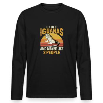 Leguan Eidechse Reptil Herpetologe - Männer Premium Bio Langarmshirt - Schwarz - Vorne - Nico (187cm)