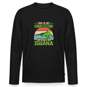 Leguan Eidechse Reptil Herpetologe - Männer Premium Bio Langarmshirt - Schwarz - Vorne - Nico (187cm)