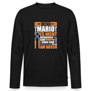 Vorname Mario Name Geburtstag Geschenk - Männer Premium Bio Langarmshirt - Schwarz - Vorne - Nico (187cm)