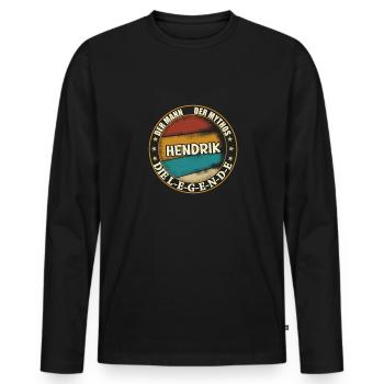 Hendrik Vorname Name Geburtstag - Männer Premium Bio Langarmshirt - Schwarz - Vorne - Nico (187cm)