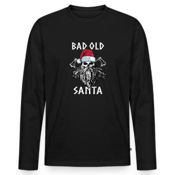 Evil Old Santa Viking Vintage Noël - T-shirt manches longues Premium bio Homme - noir - Devant - Nico (187cm)