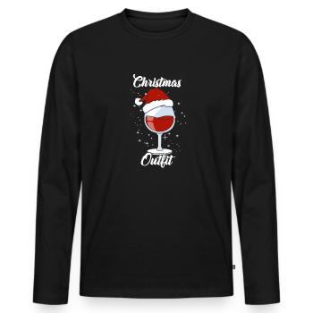 Wine Lovers Noël Chapeau de Noël Tenue Noël - T-shirt manches longues Premium bio Homme - noir - Devant - Nico (187cm)